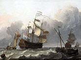 Dutch Flagship with a Yacht Under Her Stern